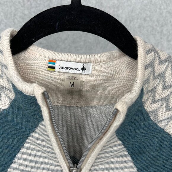 Smartwool Women's Cardigan - Cream and Teal - Picture 8 of 14